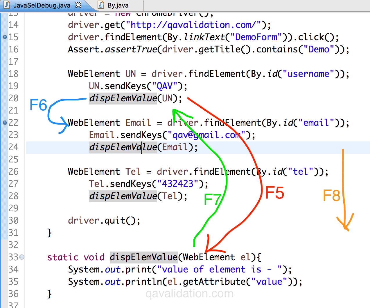 Debug selenium java tests in eclipse qavalidation